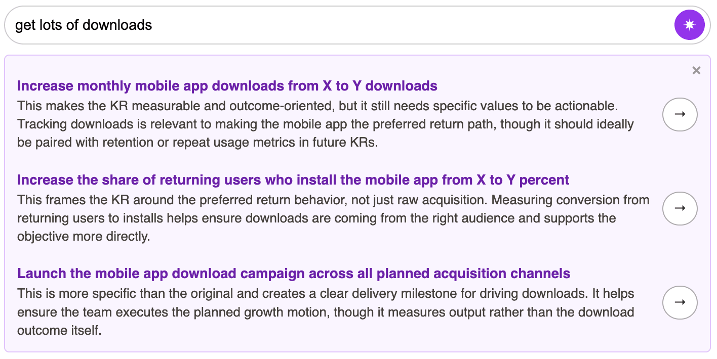 Picture of AI-powered KR suggestions
