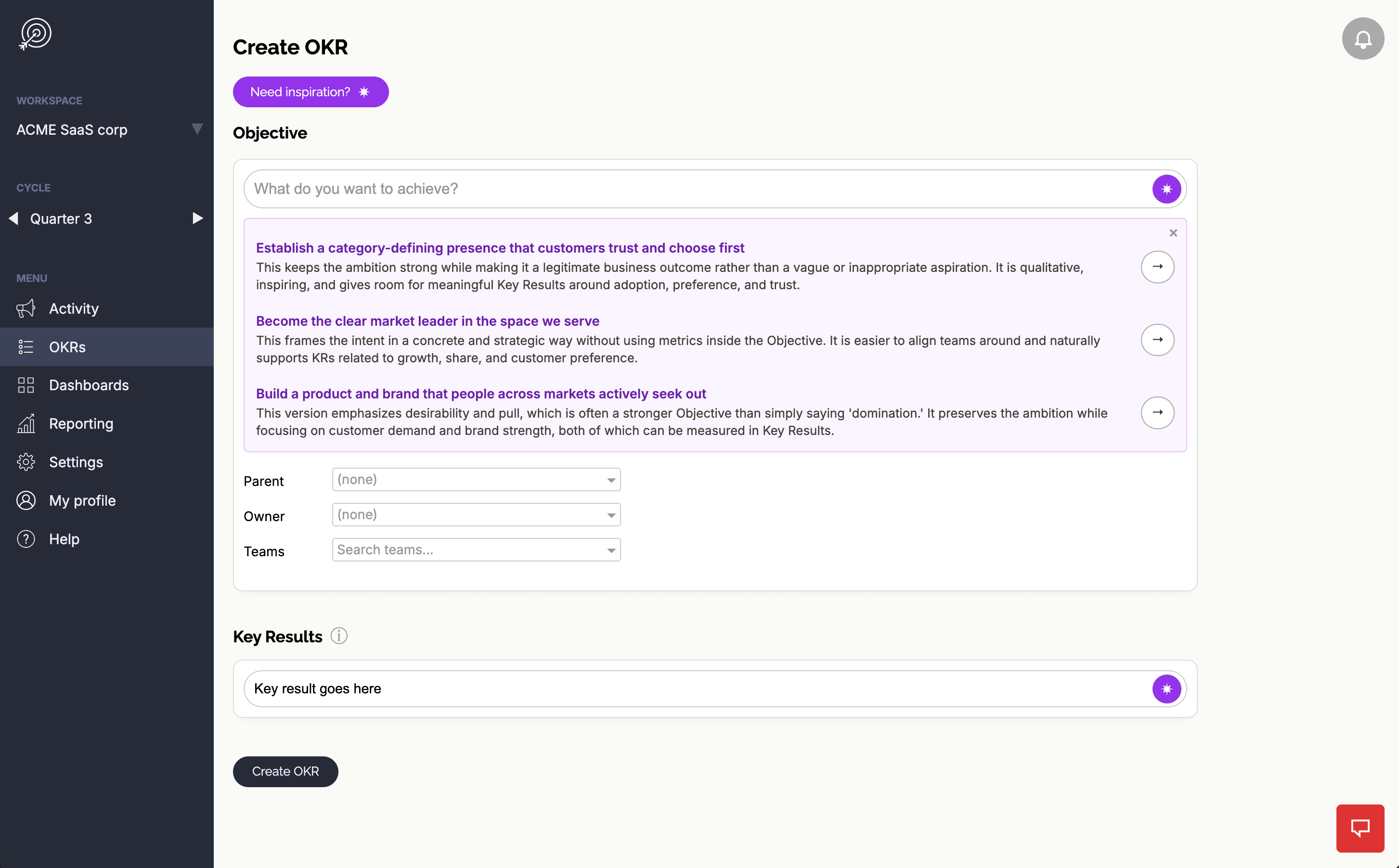AI-powered OKR creation